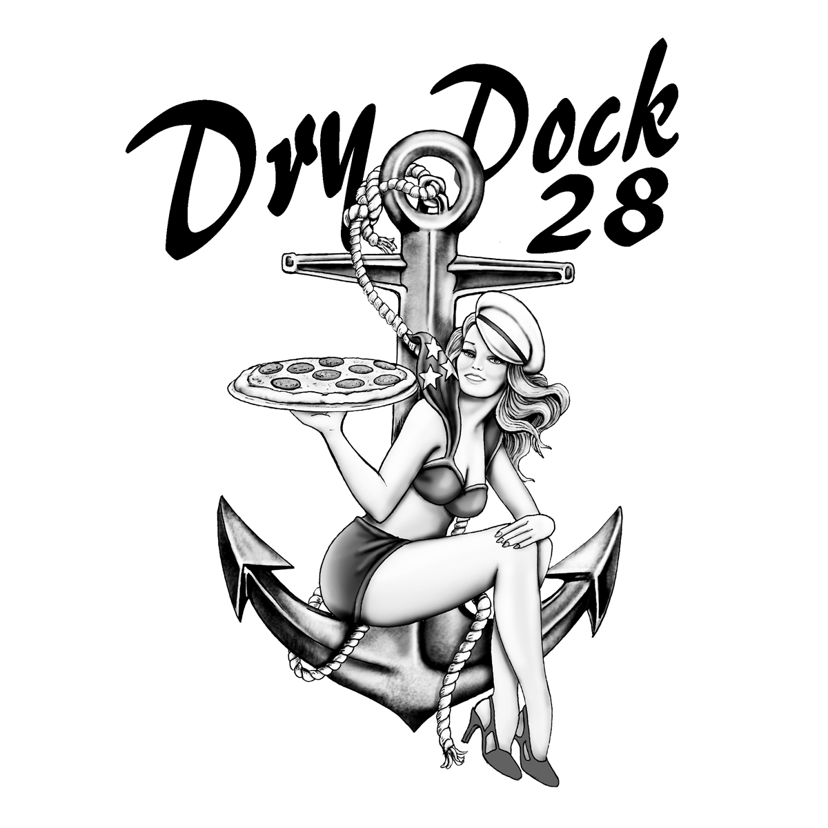 Dry Dock 28 sailor pin up girl on anchor BREAST copy