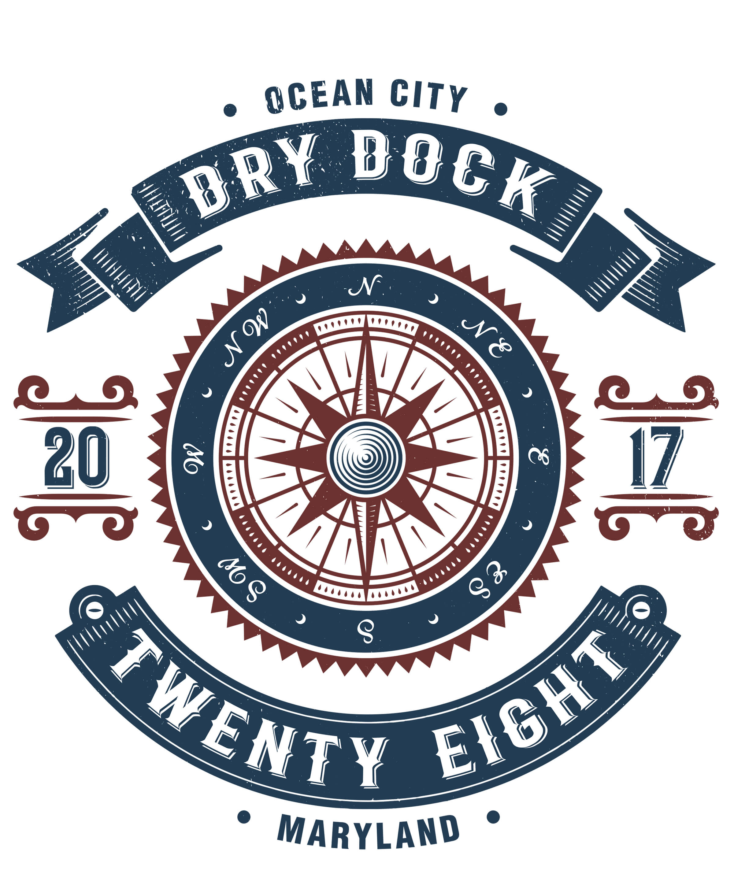 Dry Dock 28 Compass T Shirt logo